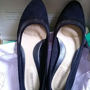 Black suede & mesh----2 inch heels